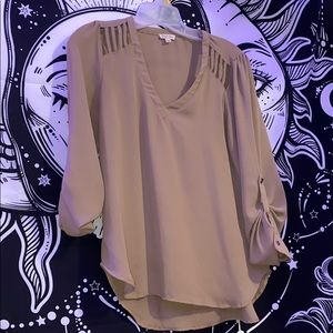 Tan Long Sleeve Blouse
